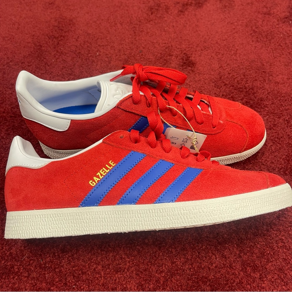 Adidas Gazelle Red with Blue Stripes